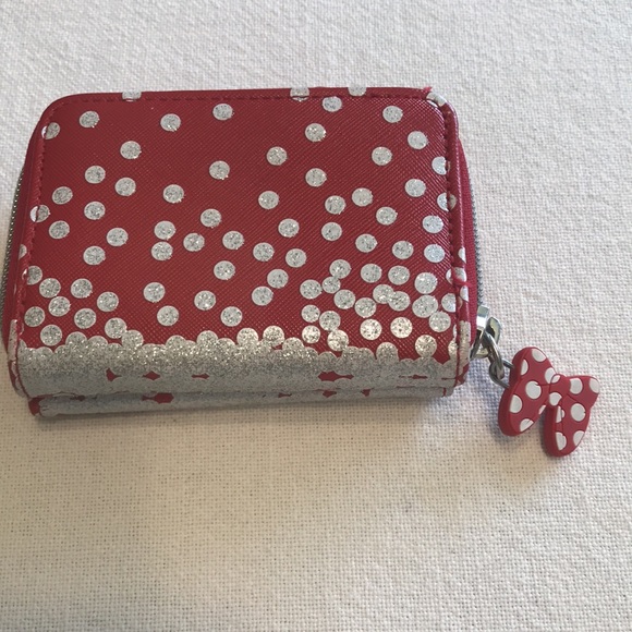 Disney Parks Minnie Mouse wallet coin purse with bow zipper pull EUC - Picture 2 of 9
